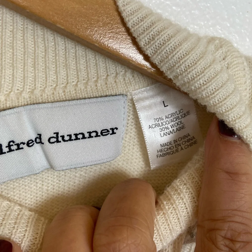 Alfred Dunner Wool Blend Embroidered Sweater Mock Neck Size L Preppy Cottagecore - Picture 12 of 13